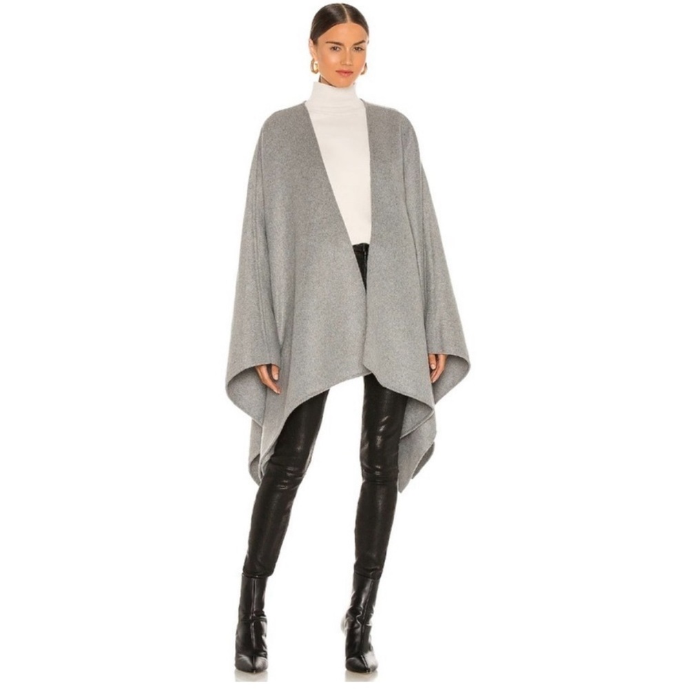NWT L'Academie Wool Maeve Cape in Gray Small